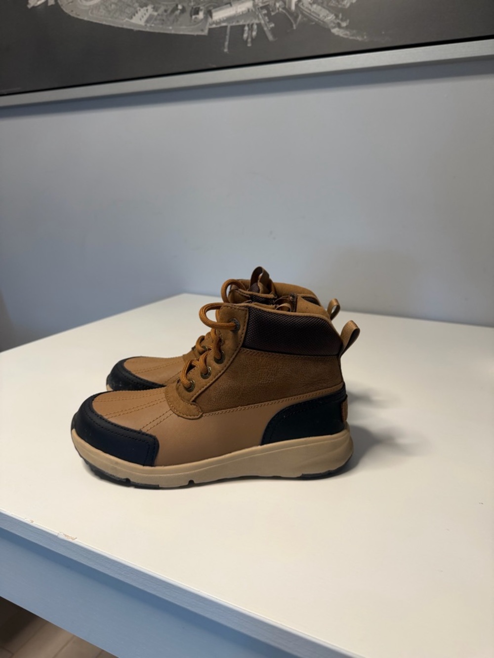 UGG Kids Tan and Black Lace-Up Hiker Boots